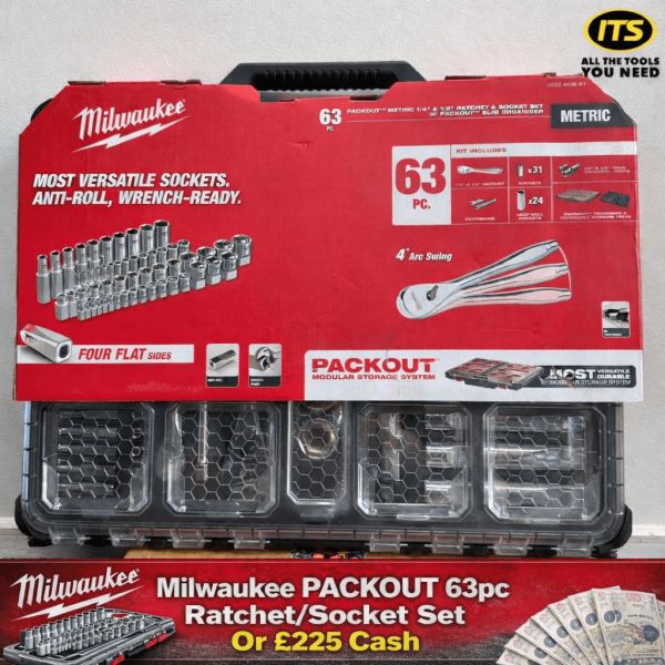 Milwaukee 63pc 1/4″ & 1/2″ Ratchet and Socket Set in a Slim Packout Case #3