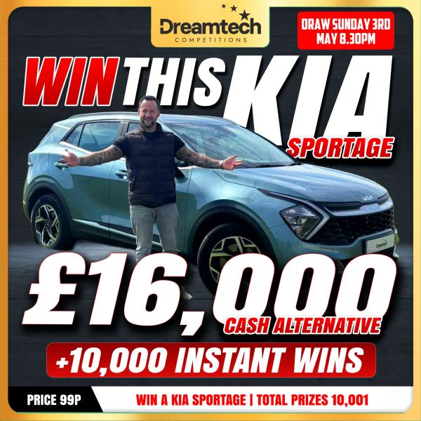 WIN This Kia Sportage or £16,000 + 10,000 Instant Wins!