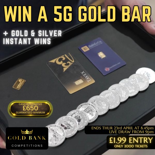 ENDING TODAY – WIN A 5G GOLD BAR + INSTANT WINS