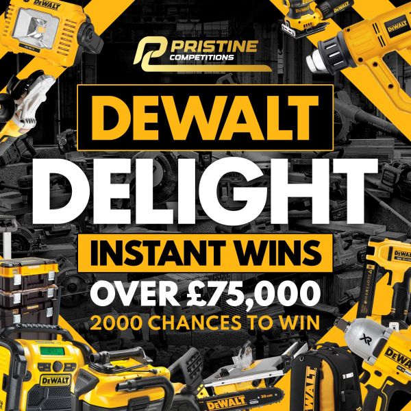 Dewalt Instant Wins – 2,000 Prizes – £75,000 Prize Fund