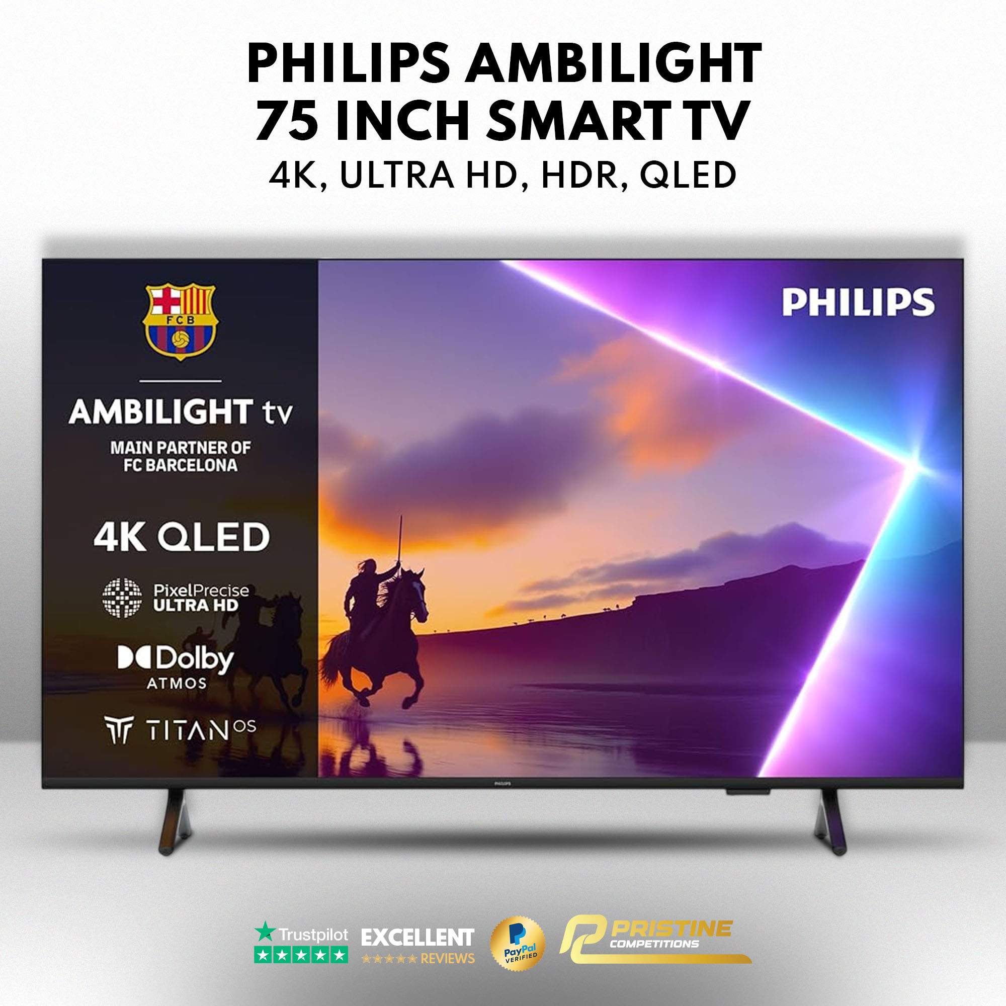 PHILIPS Ambilight 75″ Smart 4K Ultra HD HDR QLED TV LOW ODDS #3