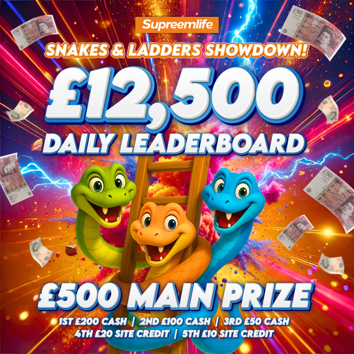 £12.5K Snakes & Ladders – Daily Leaderboard
