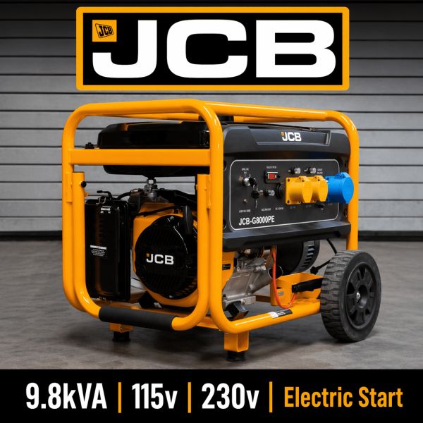 JCB 7.9kW / 9.8kVA Petrol Site Generator 115V / 230V 15hp 457cc / Electric Start | JCB-G8000PE
