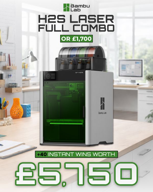 Bambu Lab H2S Laser Combo (or £1,700) with £5,750 of Instant Wins