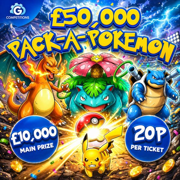 £50,000 Pack-A-Pokemon (£10,000 Main Prize)