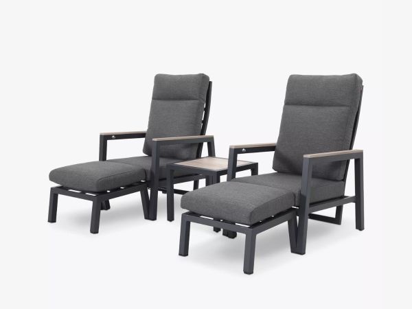 Kettler Tudor 2-Seater Garden Side Table & Reclining Chairs Companion Set, Anthracite - Auto Draw - 25th April