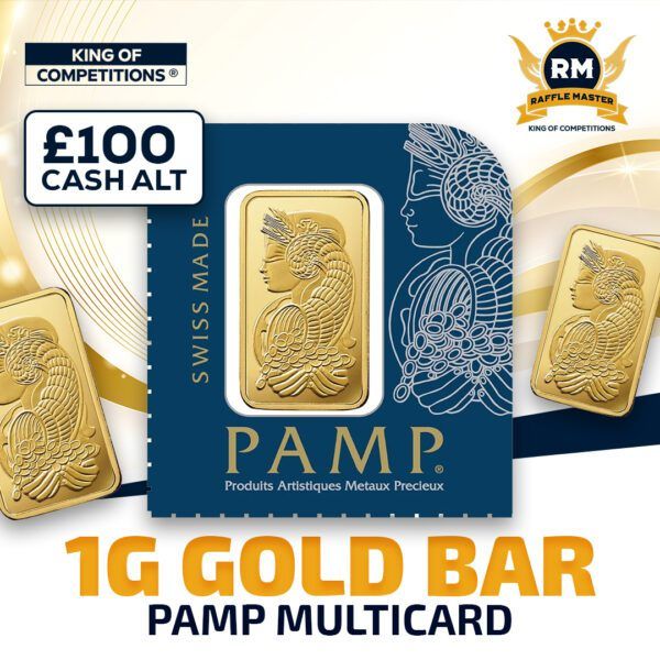Penny Pinchers PAMP 1G Multicard Gold Bar Or Take £100 Cash Alternative Only 1p