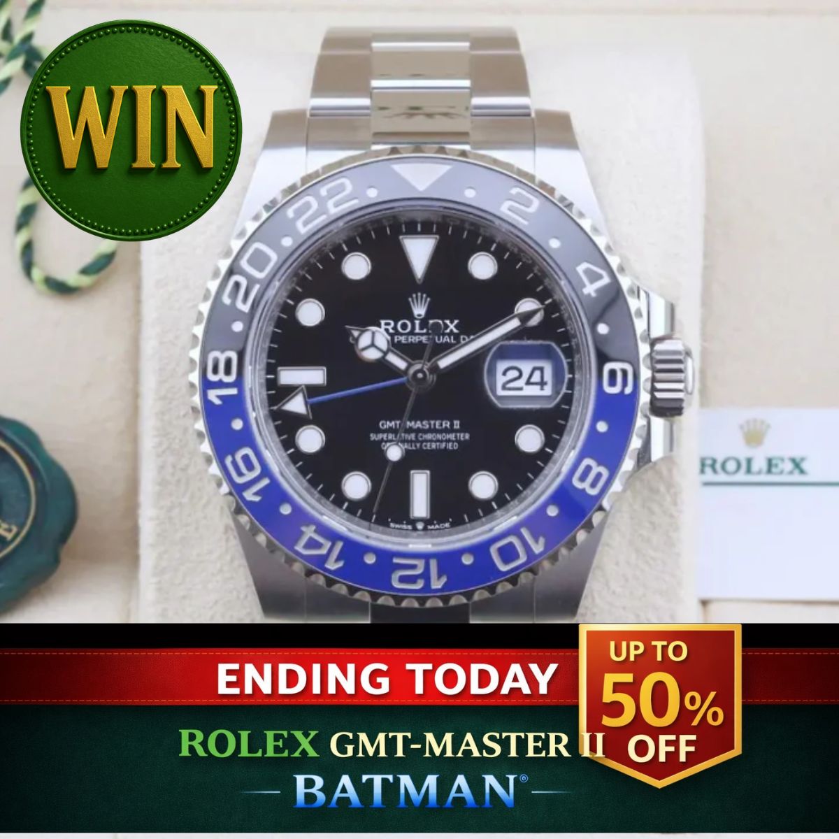 Win Rolex GMT-Master II ‘Batman’ Watch or £10,000 Cash Alternative (Worth £13,000+)
