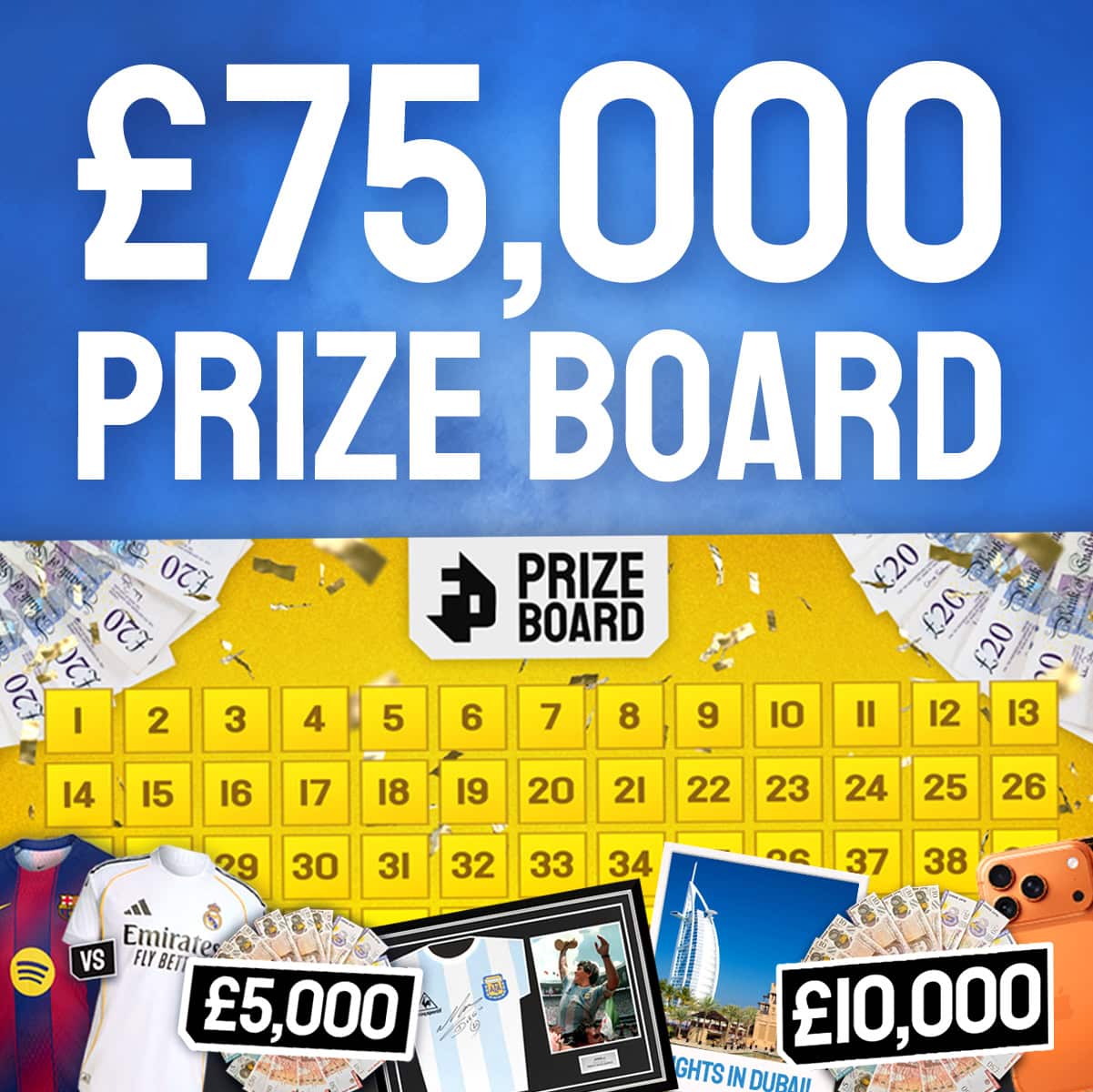 Huge £75,000 Jeff's Prize Board!