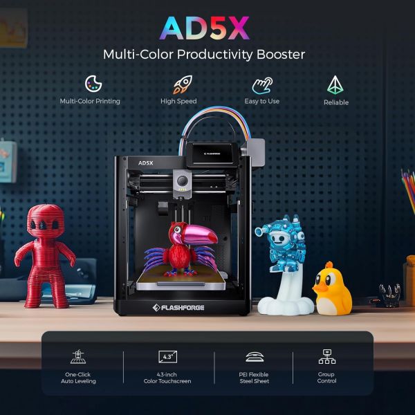 Flashforge Adventurer 5X 3D Printer with Multi-Color Printing – High Speed