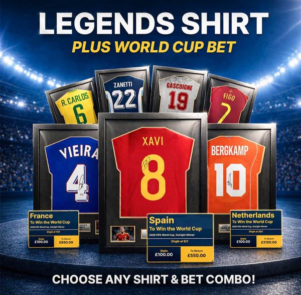 Winner's Choice! Legends Signed Shirt PLUS £100 Bet!