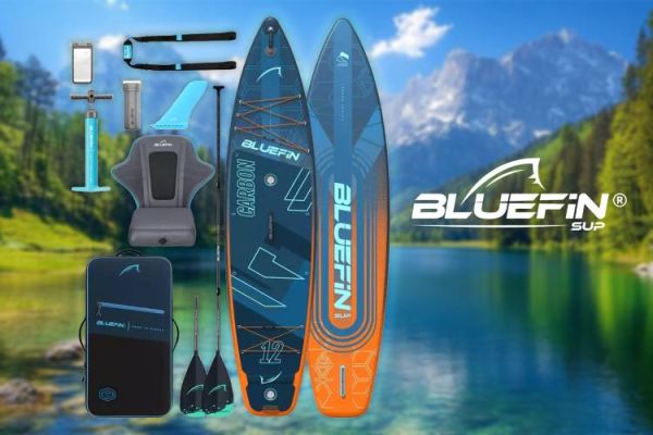 Win this Bluefin SUP Carbon 12ft Inflatable Stand-Up Paddleboard and Kayak Set