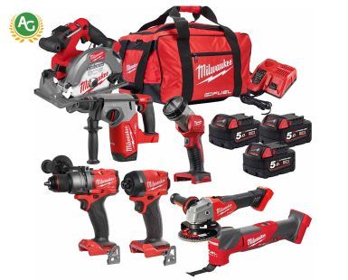 Milwaukee Fuel Cordless 7 Piece Kit & Batteries