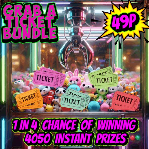 GRAB A TICKET BUNDLE 50 X £100 TICKET BUNDLES INSTANT WINS 1 IN 4 ODDS