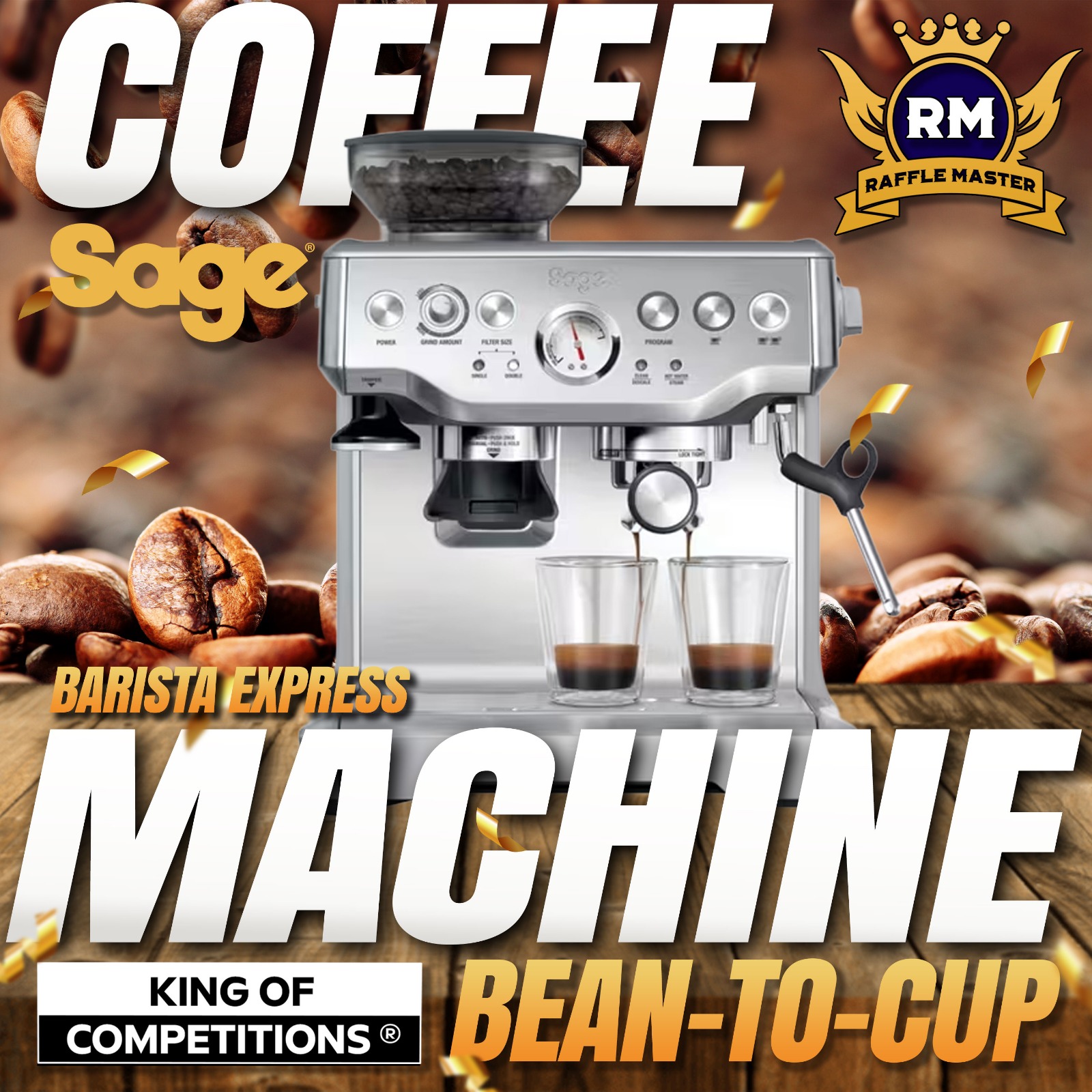 Sage Barista Express Coffee Machine Or Take £400 Cash Alternative Live Draw 5-3-26