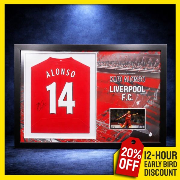 Xabi Alonso Signed & Custom LED Framed Liverpool Shirt with In-Built TV!