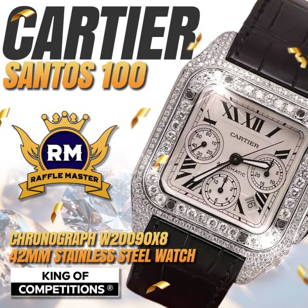 Cartier Santos Chronograph Buss Down Box & Papers For Only 1p Live Draw 18-06-26