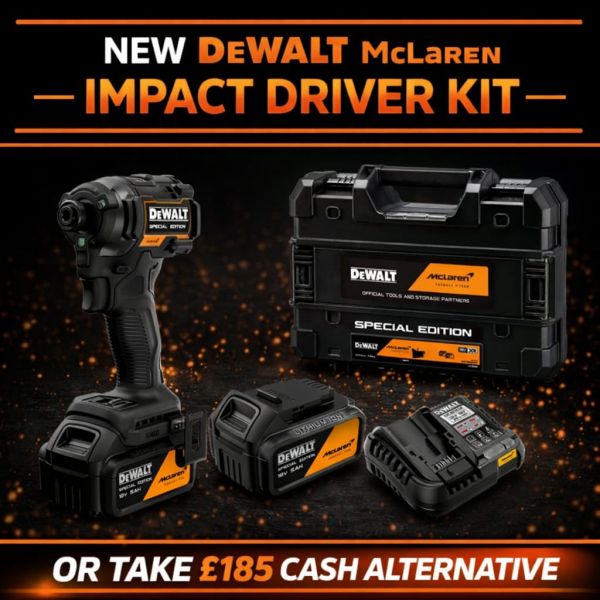 New – DeWalt x McLaren F1 – 18v Cordless Brushless Impact Driver Kit