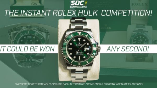 WIN A ROLEX HULK OR £13,000 INSTANTLY & MORE!