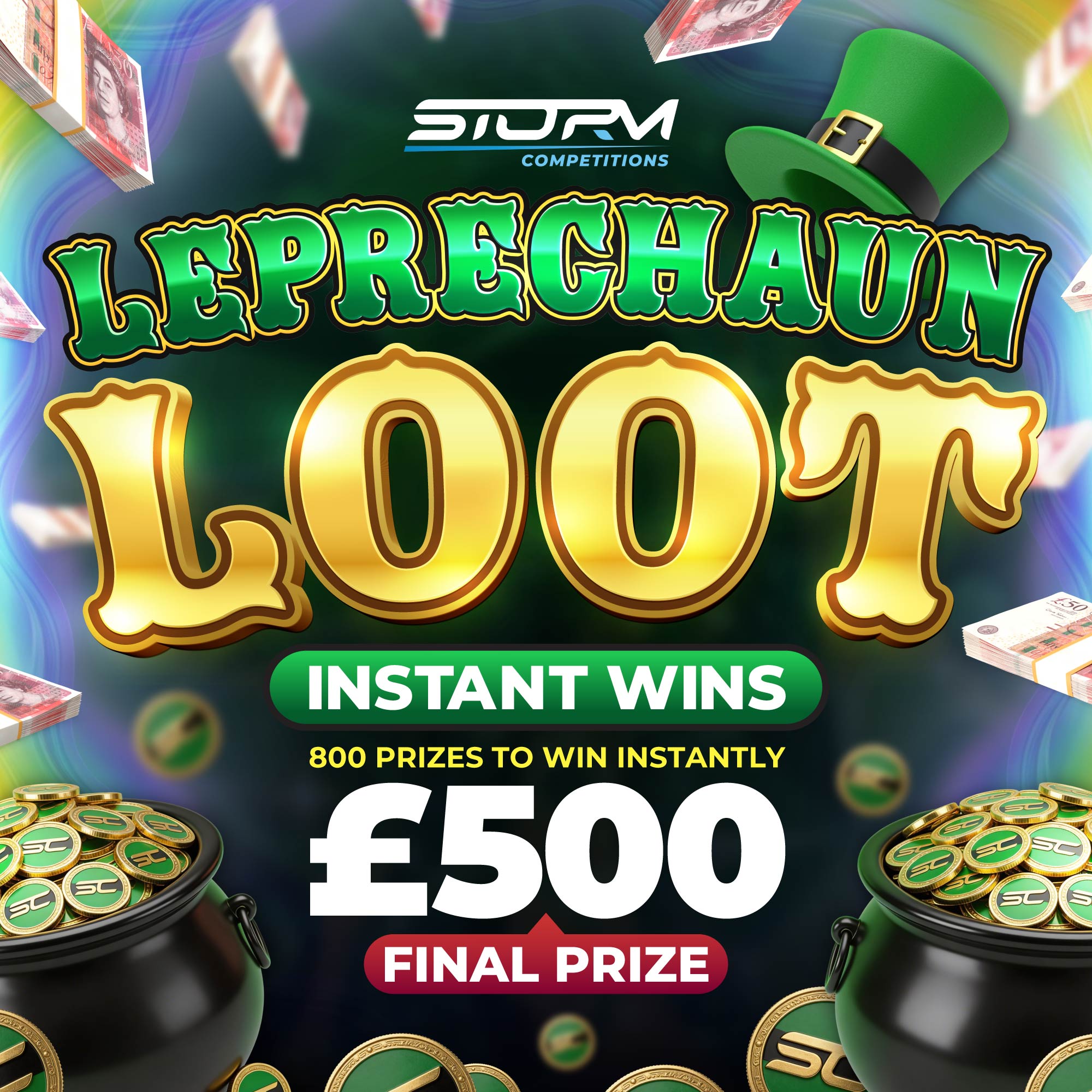 Lucky Leprechaun Instant Wins – 800 Prizes – £500 End Prize