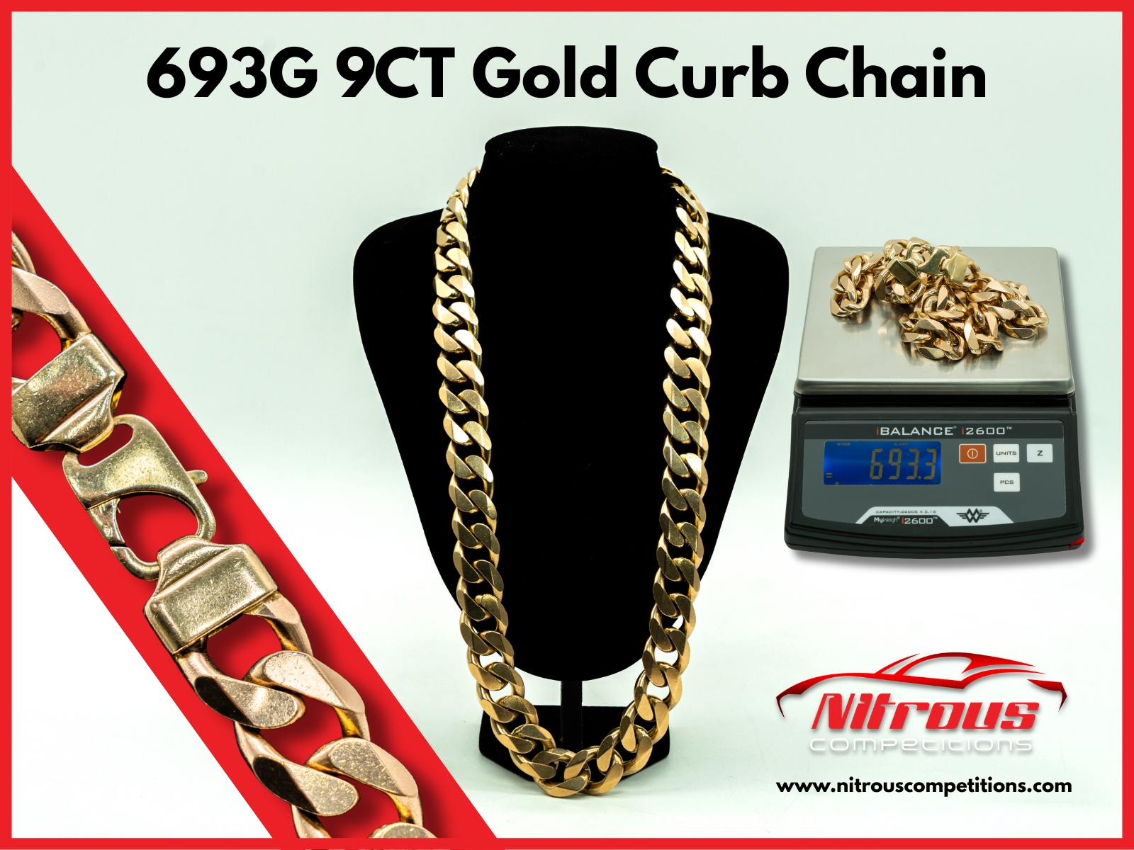 693g 9ct GOLD CURB CHAIN [Draw March 8th]