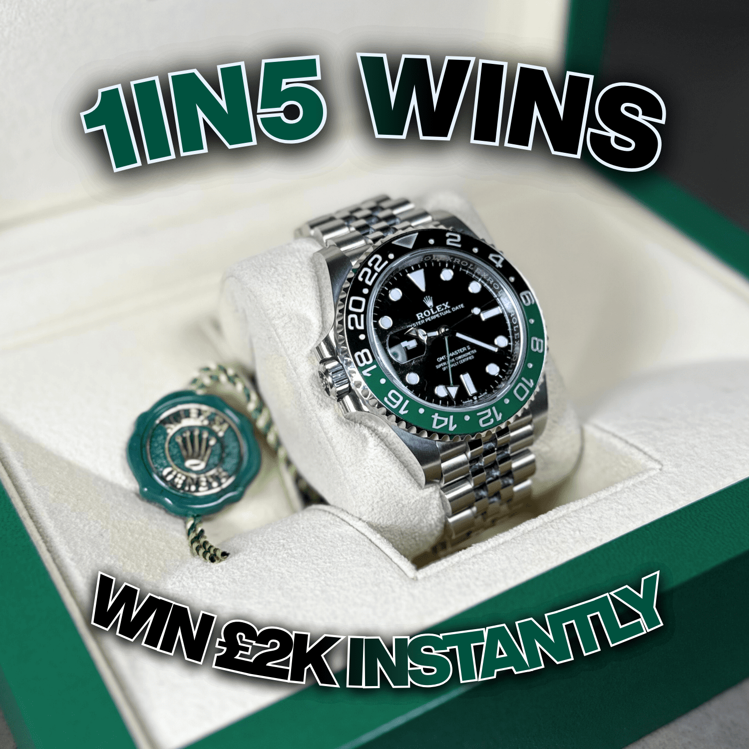 Win This Rolex GMT Master II SPRITE | 1-IN-5 WINS INSTANTLY UP TO £2K!
