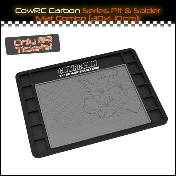 CowRC Carbon Series Screw Catcher Rubber Pit Mat 12in x 16in (30x40cm) with Solder Mat Combo