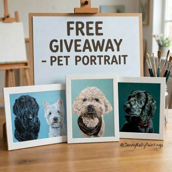 FREE GIVEAWAY – Pet Portrait custom Acrylic 16×20″ on Wooden Panel