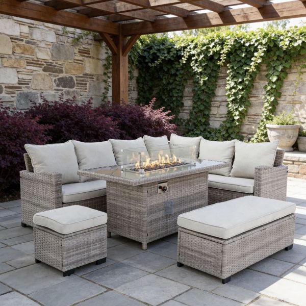 9 Seater Garden Set With Fire Pit