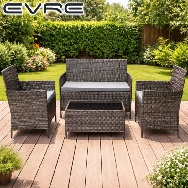 EVRE Madrid 4-Piece Garden Rattan Furniture Set