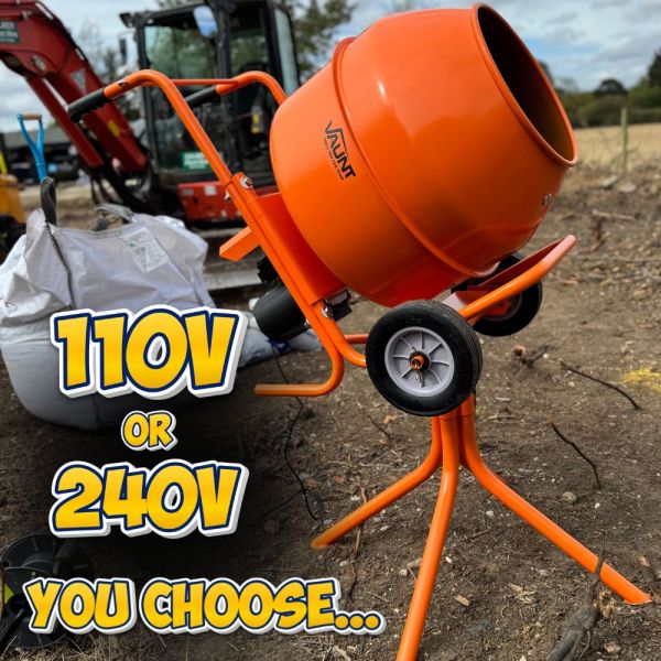Vaunt 134L Portable Electric Cement Mixer With Stand – 110v or 240v