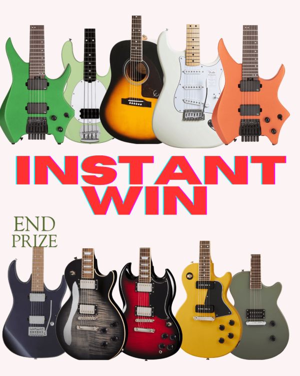 10 GUITAR INSTANT WIN: YAMAHA IBANEZ END PRIZE: OVER £5000 IN PRIZES