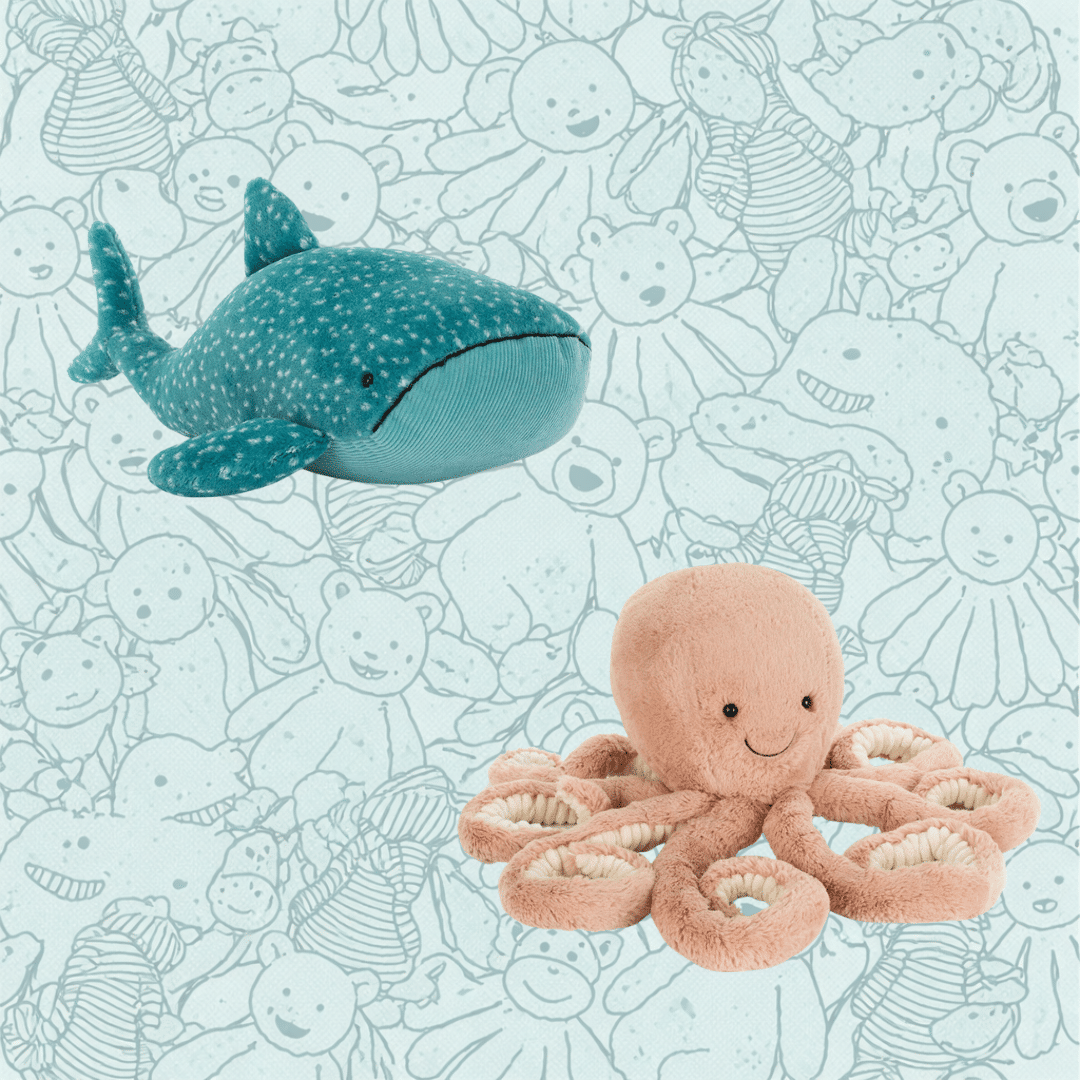 JellyCat Odell Octopus Large & Gobfrey Whale Shark