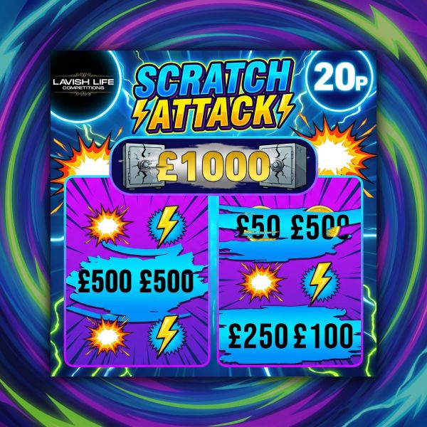 SCRATCH ATTACK SCRATCHCARD – WIN UP TO £1000 INSTANTLY!